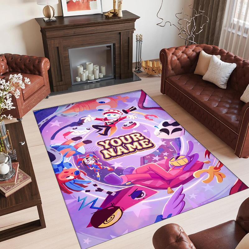 Personalized Crystal Velvet Carpet Custom Name Text,The Amazing Digital Circus Anti Slip Area Rug For Home Decoration