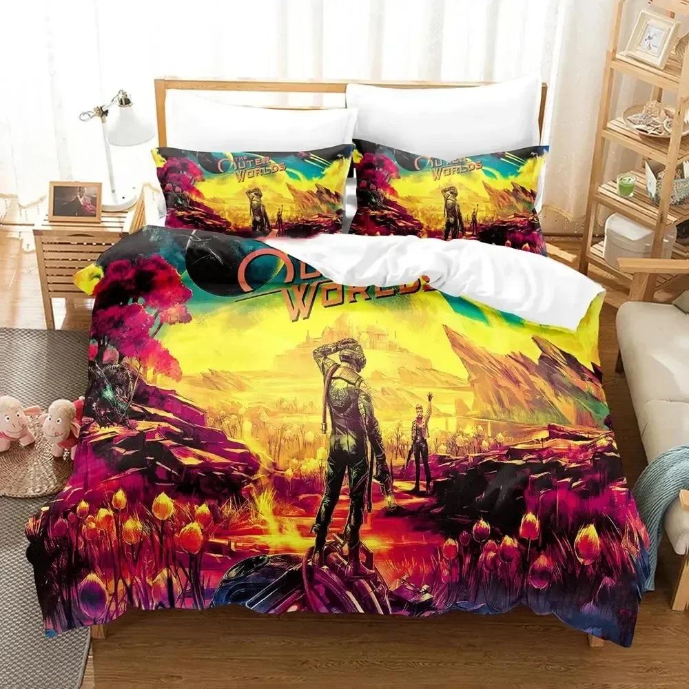 Game Outer Worlds Bedding Set Boys Girls Twin Queen Size Duvet Cover Pillowcase Bed Kids Adult Fashion Home Textileextile
