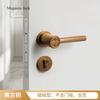 Metal Safety Door Lock Walnut Wood Handle Retro Bedroom Silent Locks Universal Split Locks Indoor Magnetic Lock Door Hardware