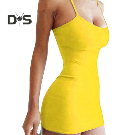 Women Slip Dress for Club Party Beach Spaghetti Strap Sheath Slim Fit Dress Sleeveless Backless Strappy Dress Solid Color Summer Mini Dress