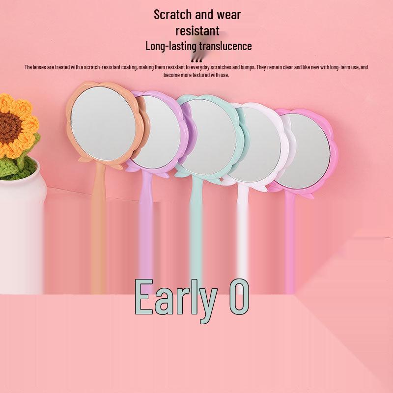 Rose Flower Handheld Makeup Mirror: Single-Sided, HD Surface, Portable Handle Mirror for Beauty Salons