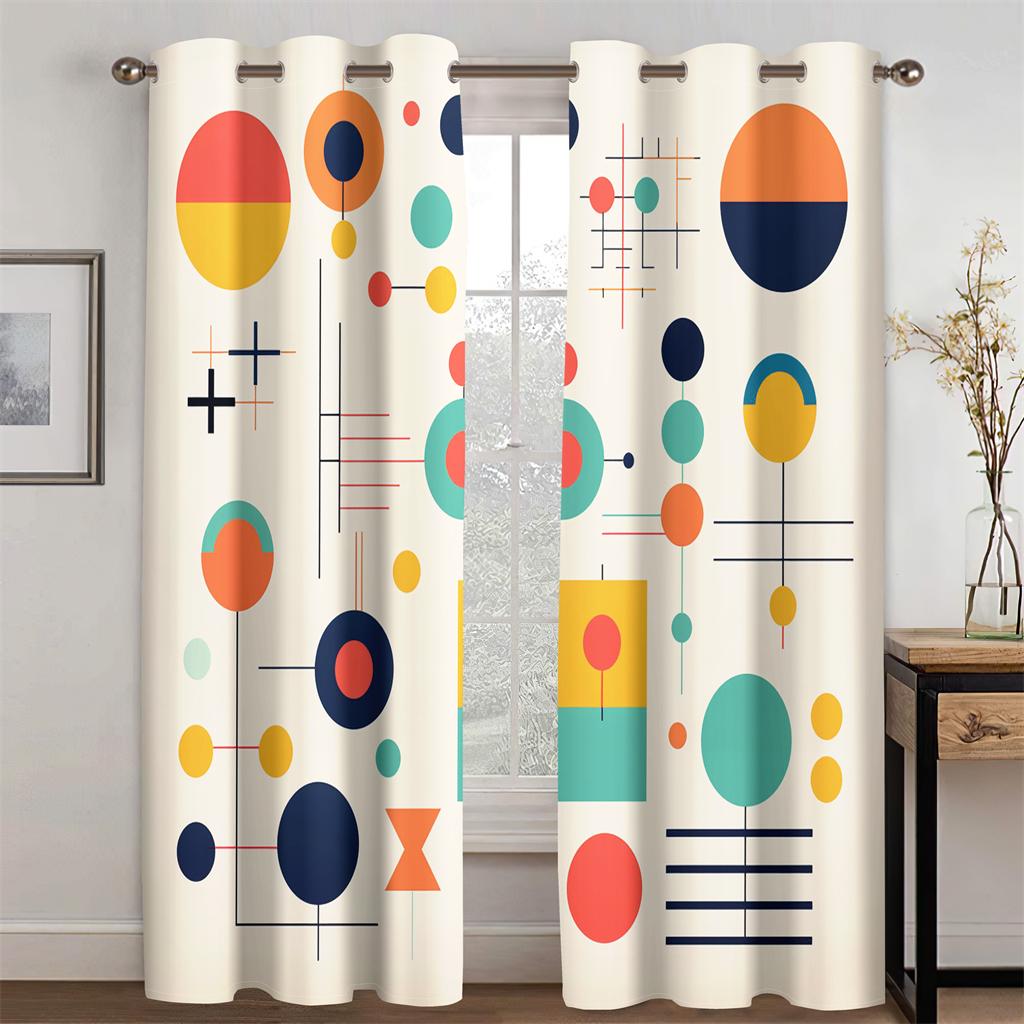 Modern Minimalistischer Stil Geometrisches Farblinienmuster Vorhänge Kinderzimmer Wohnzimmer Schlafzimmer Küche Balkondekor 2 Paneele