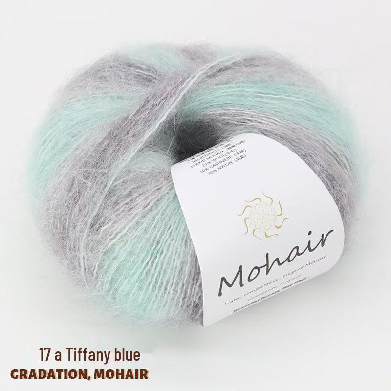 Colorful Gradient Hand-Dyed Mohair Yarn Ball 25g for Sweaters, Scarves, Knitting, and Crochet Projects