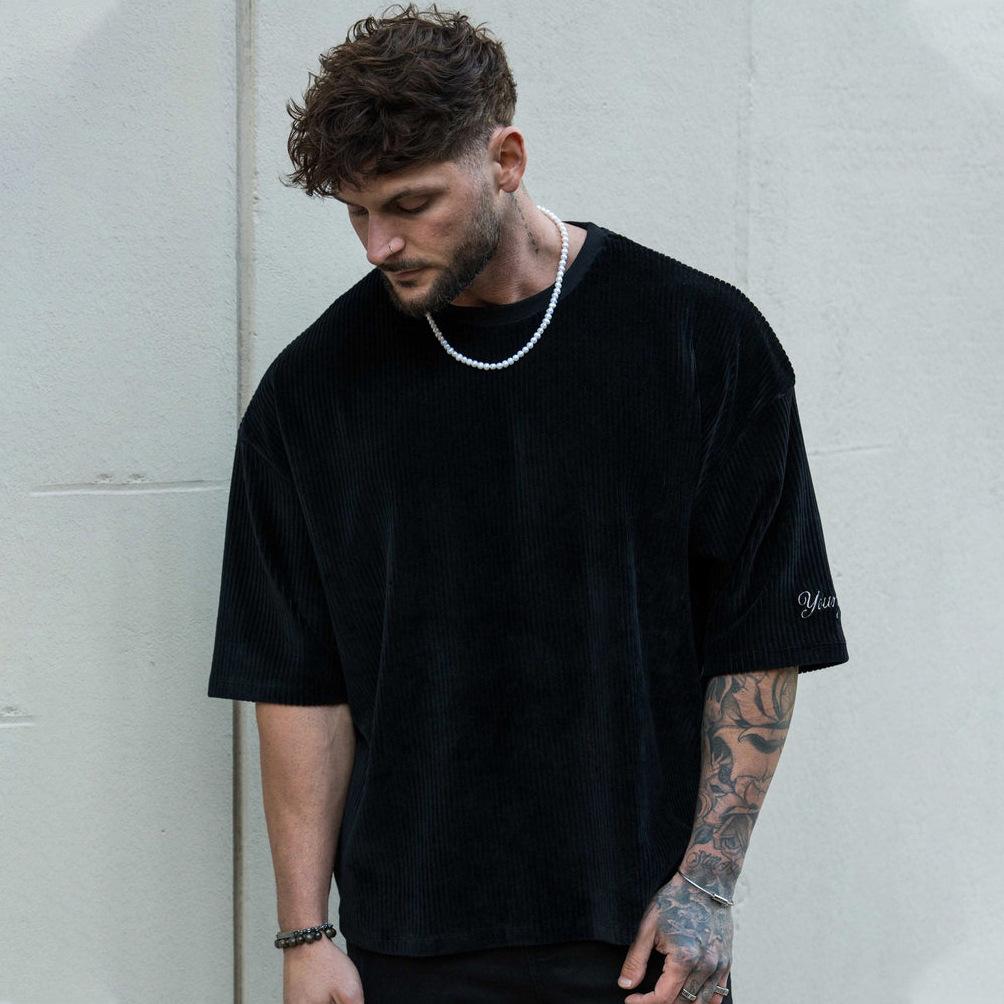 Herren Sommer Fitness Sport Locker Lässiges T-Shirt Rundhals Baumwolle Laufen Kurzarm Top