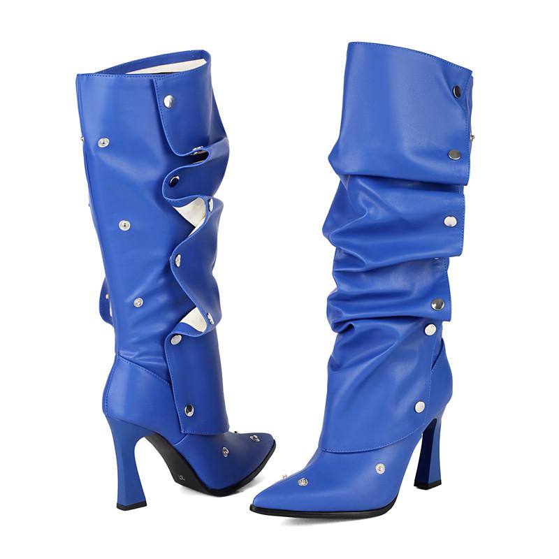 Dames høye hæler sexy europeisk og amerikansk stil nye spisse tynne hæler store størrelser middels støvletter