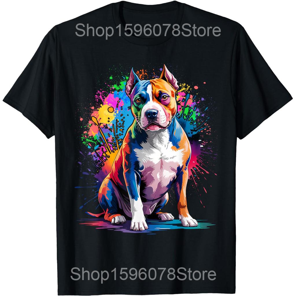 American Staffordshire Terrier Hund Amstaff T-Shirts Herren Baumwolle Humor Streetwear T-Shirt Kurzarm Unisex Lockere Kleidung