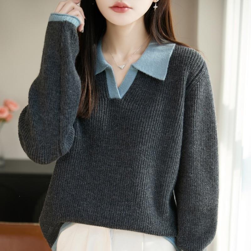 Women S Cotton Knit Sweater Stand Collar Long Sleeve Casual Basic Top
