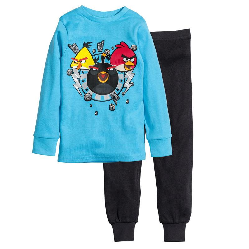 Children'S Clothing Boys Baby Cartoon Long-Sleeved Bird Loungewear Set Pajamas Air Conditioner Clothing K292