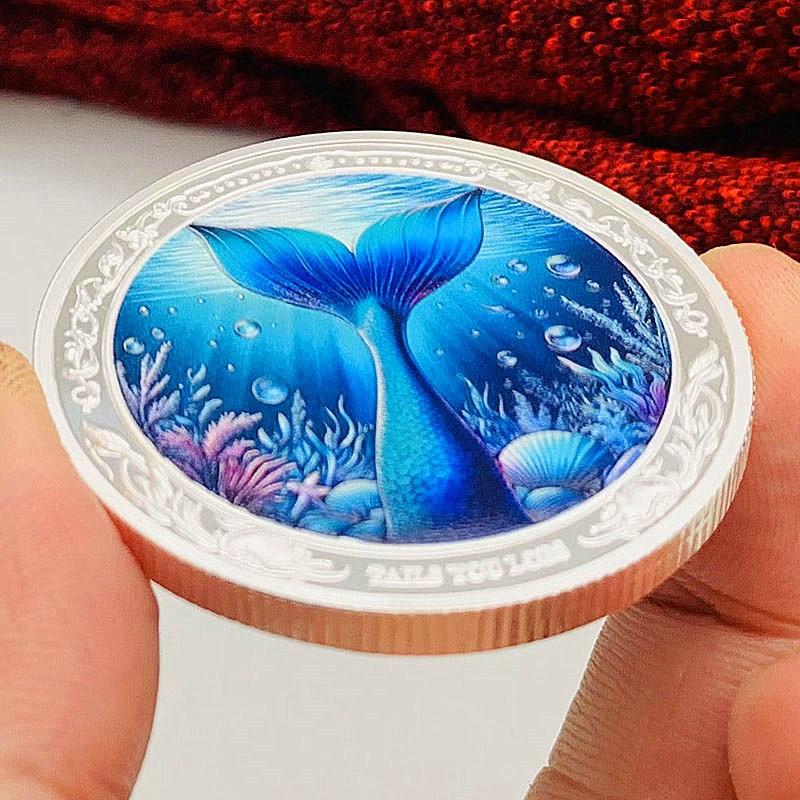 Syrena, Posrebrzana, Moneta Decyzyjna, Kreatywny Prezent Miłosny, Moneta, Kreskówkowy Dziecięcy Medal Pamiątkowy