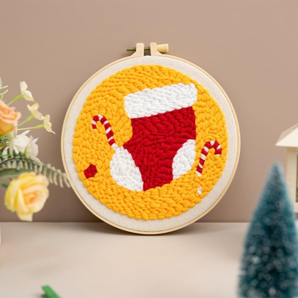 Merry Christmas Punch Needle Kit Beginner Embroidery Set Rug Hooking Kit Christmas Craft
