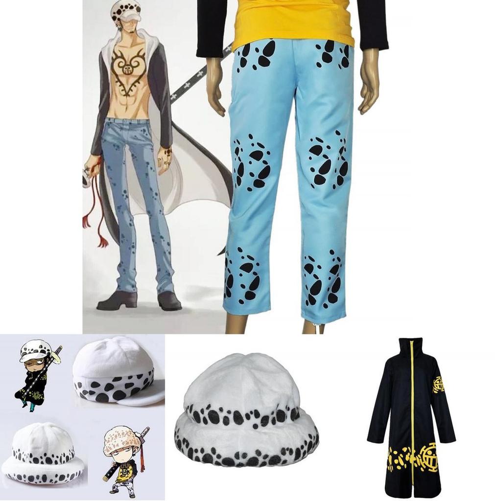 Exquisite One Piece Trafalgar Law Cosplay Costume Set With Cloak Pants And Hat