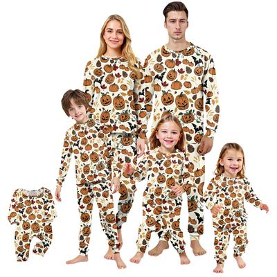 Familienpassende Drucksets Pyjamas Loungewear Outfits Familienpassendes Langarm-Oberteil+Hose Set