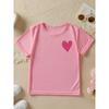 European sizes Summer Fashion Girls' Short-Sleeve T-Shirt with Heart Cartoon Pattern Double-Sided Print, Casual and Versatile Top