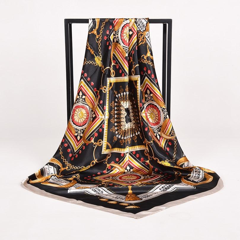 

[BYSIFA] Autumn Winter Ladies Scarves New Accessories Women Large Silk Square Scarves New Wine Red Paisley Muslim Islamic Scarf 90X90cm