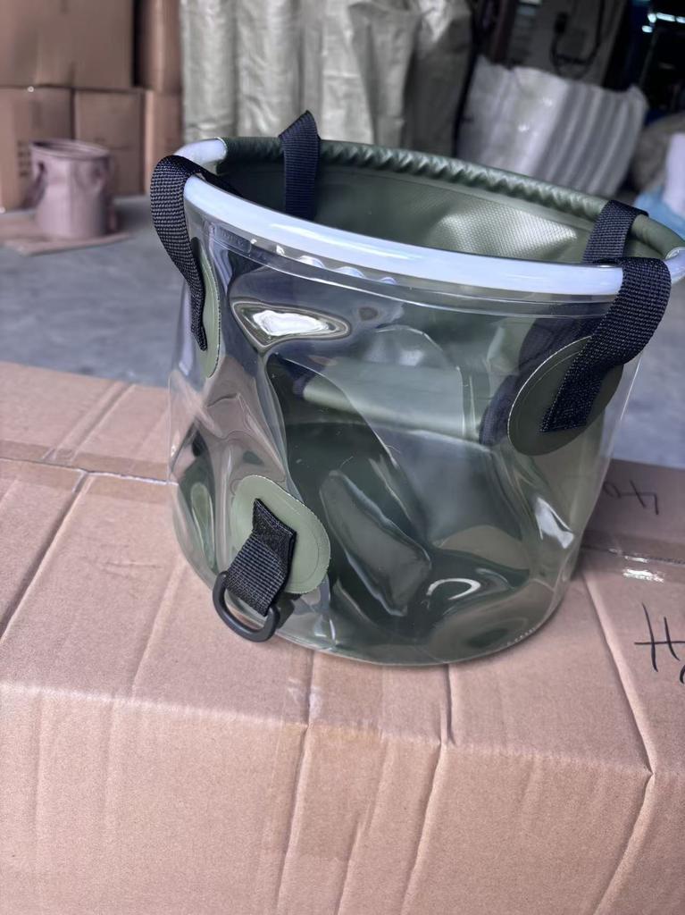 Collapsible PVC 10L Bucket Outdoor Camping Picnic Fishing Portable Car Trash Can Travel Vegetable Washing Basin Accessories
