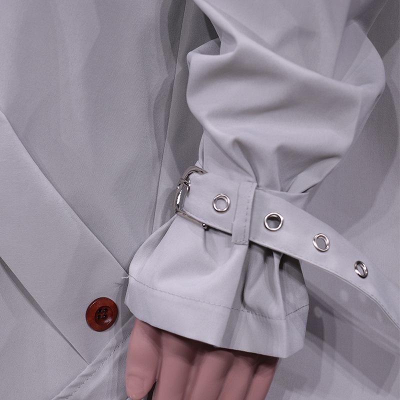 Women's FD678 Medium-Length Windbreaker Coat - Large Lapel, Unique Style for Autumn/Winter 2025