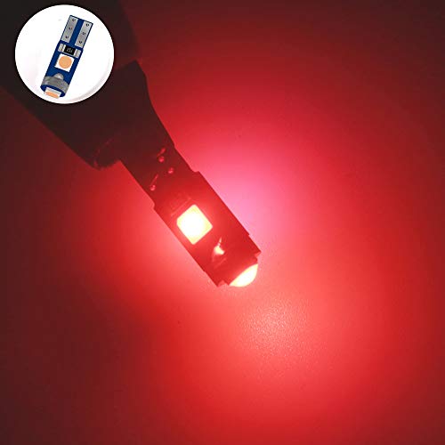 T5 LED Meter Bulb Panel Bulb Air Conditioner Bulb Wedge Bulb Red Dashboard Meter Instrument Panel Air Conditioner Panel Room 12V Car Motorcycle 3