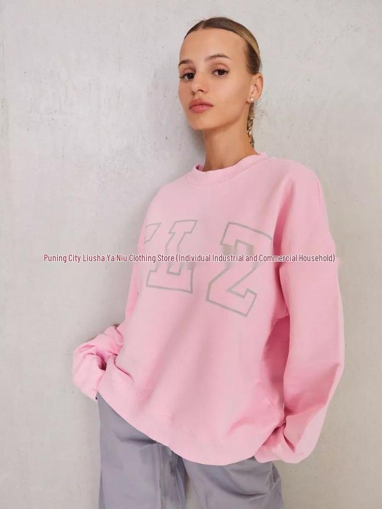 American Style Autumn & Winter Chic Hoodie - Niche Letter Print, Comfy Pullover with Round Neck Design