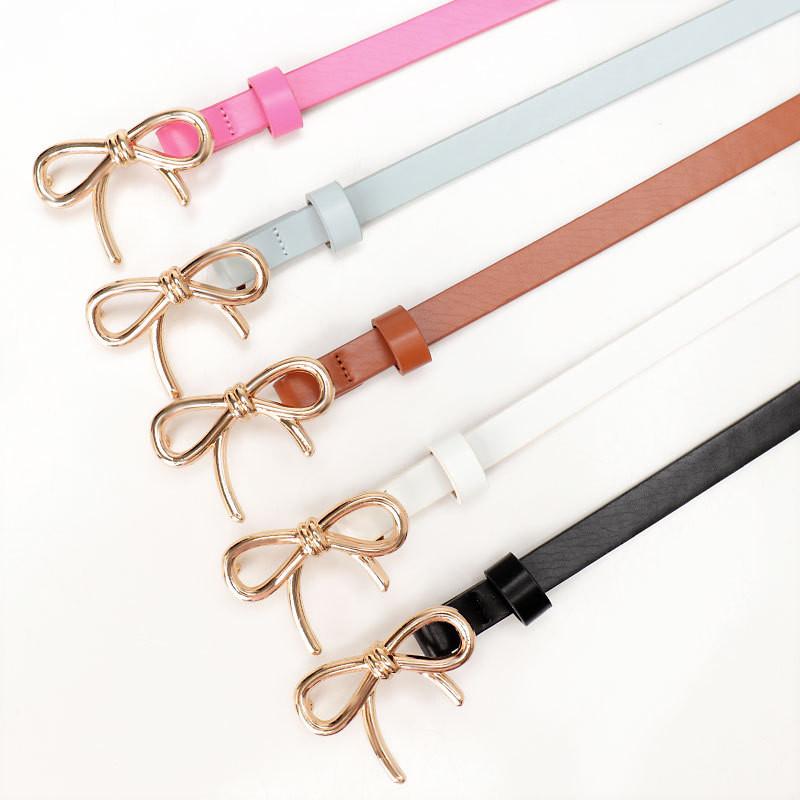 Fashion Skinny Leather Belt With Alloy Buckle For Girls And Women