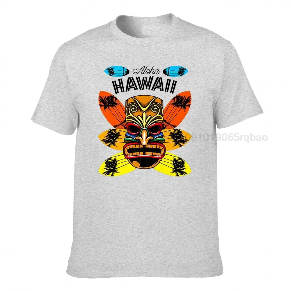Aloha Hawaii Tiki And Surfboards Funny Luau Vacation Lover Premium Tshirt T Shirt For Unisex Design T Shirt Printed Cotton