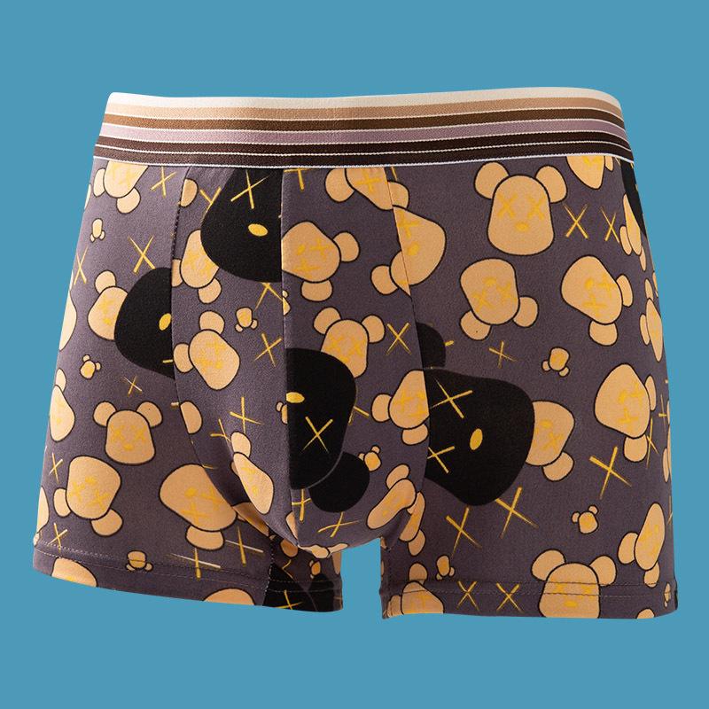 Men's Cartoon Summer Flat-Leg Antibacterial Briefs - Trendy Personality Four-Corner Shorts