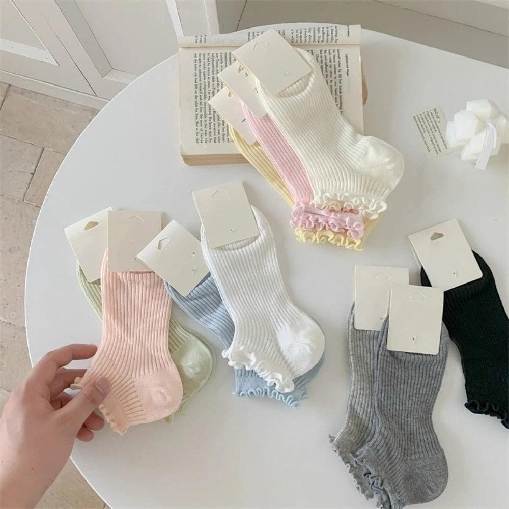 Ruffle Ankle Socks Mid-calf Mesh Tube Socks Korean Fashion Women's Socks Kids Girls