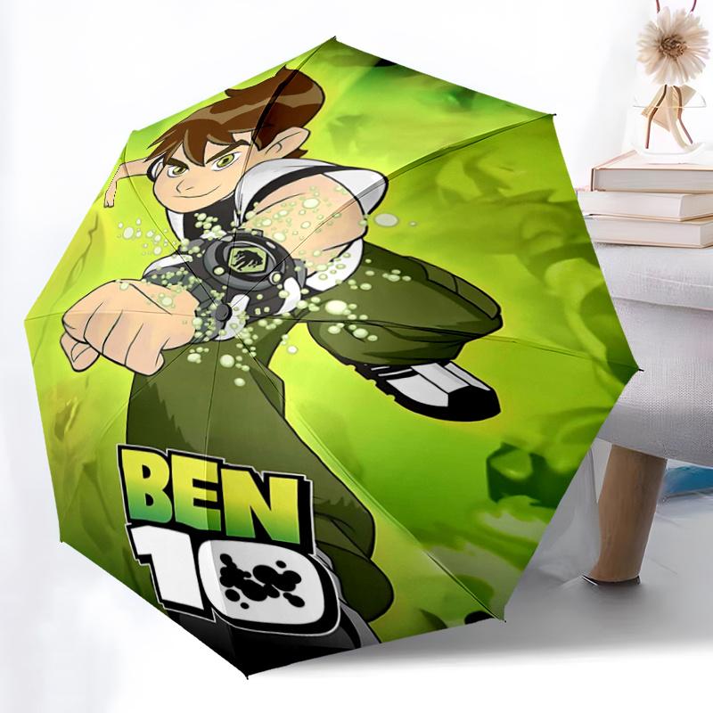 1pc Ben 10 Alien Force Adventure Automatic Opening and Closing Umbrella, Lightweight 3-Fold, With Cute Cartoon Characters, Suitable for Home, Out