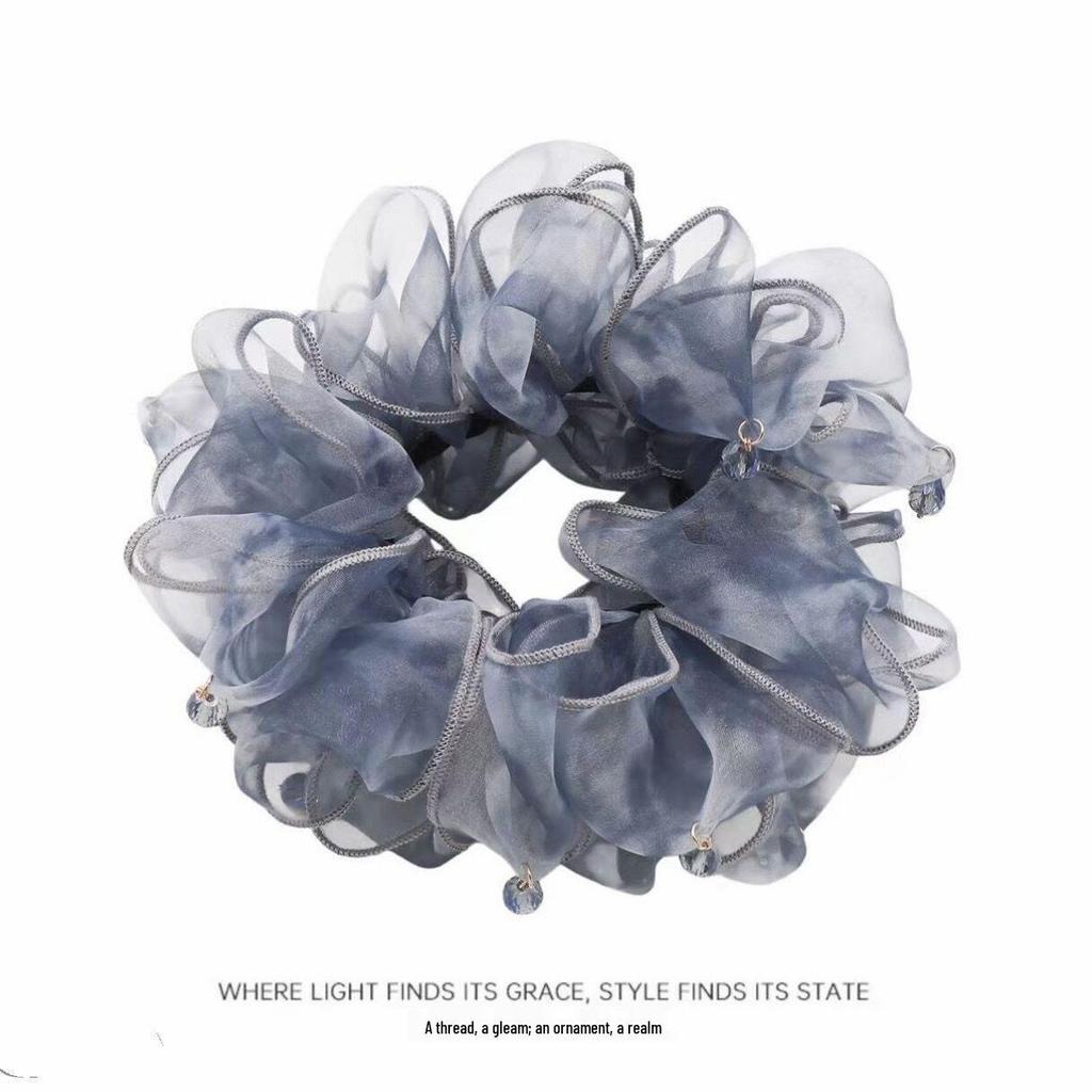 Spring Fairy Beaded Mesh Hair Tie 2026 - High-End Korean Style for Bun Hairstyles