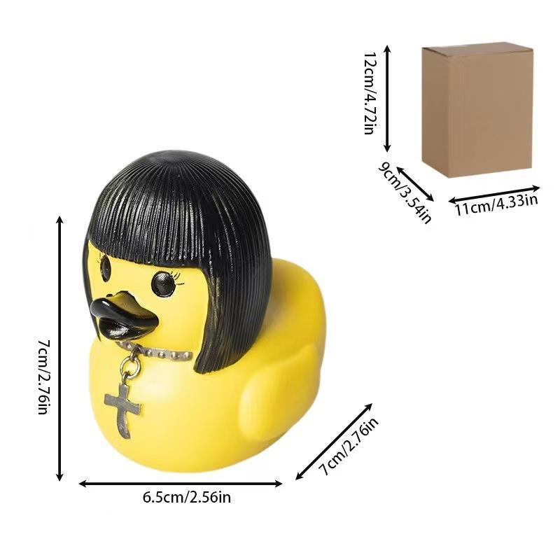 

Novelty Gothic Punk Rock Duck Resin Ornaments Halloween Satan Horror Spiked Figurines Home Yard Decoration Gift for Kids Adults
