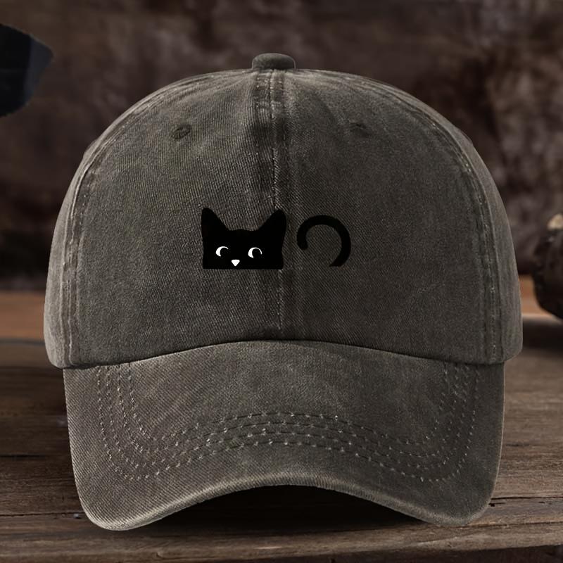Unisex Black Cat Print Baseball Cap, Fashionable Duckbill Cap, Daily Casual Outdoor Sports