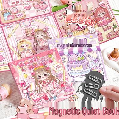 Cute Mini Magnetic Dress-up Quiet Book: Handmade Planner & Stickers Toy for Girls