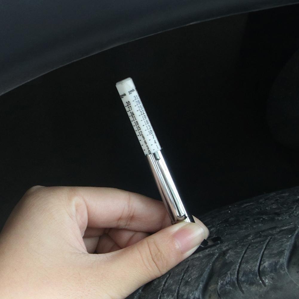 New Safety Metric Standard Measures Tire Tread Depth Gauge Tyre Tester Pen Shape Gage25mm