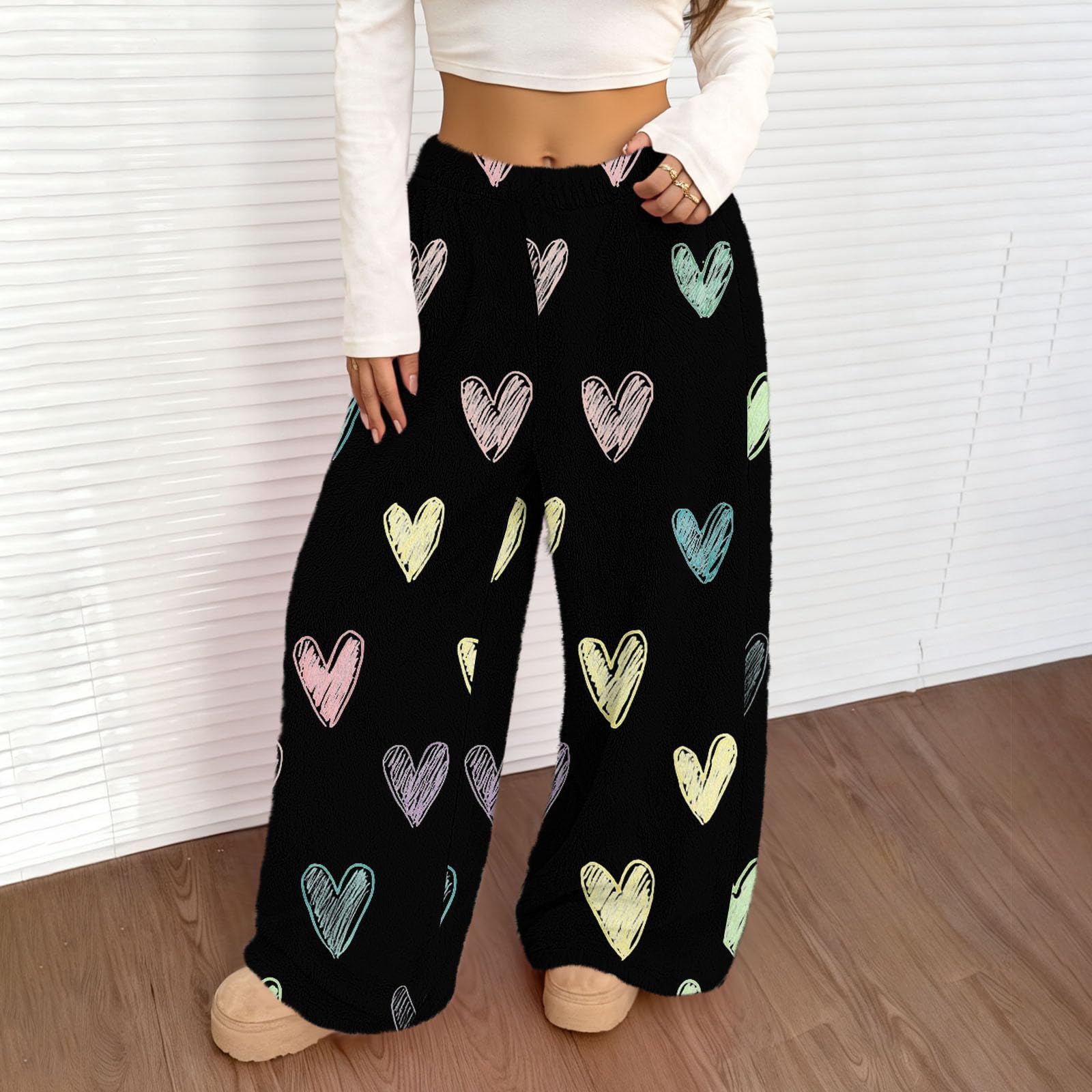 

Women s Casual Fashion Print Loose Straight-Leg Pants XL чёрный