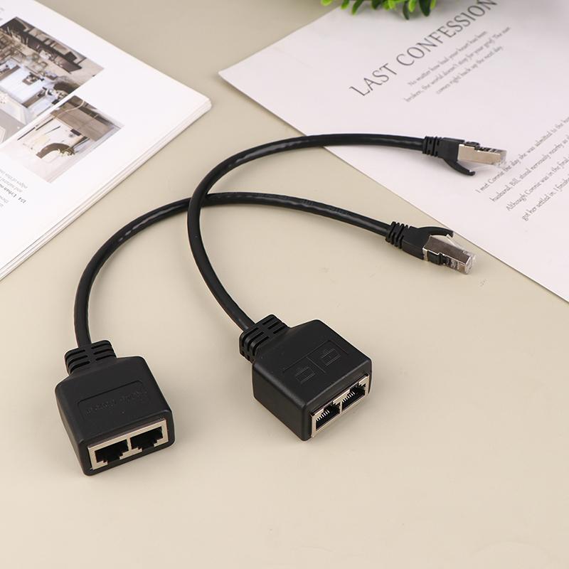 1Pc Ethernet Splitter Rj45 1 Male To 2 Female Lan Ethernet Cable Splitter Cable Ethernet Socket Connector Extension Cable