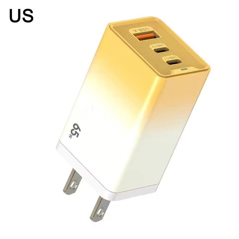 USB Type C Charger With Gradient Shell 65W Fast Charging 3-Port USB-C USB-A Adapter Plug For EU/US For iPhone