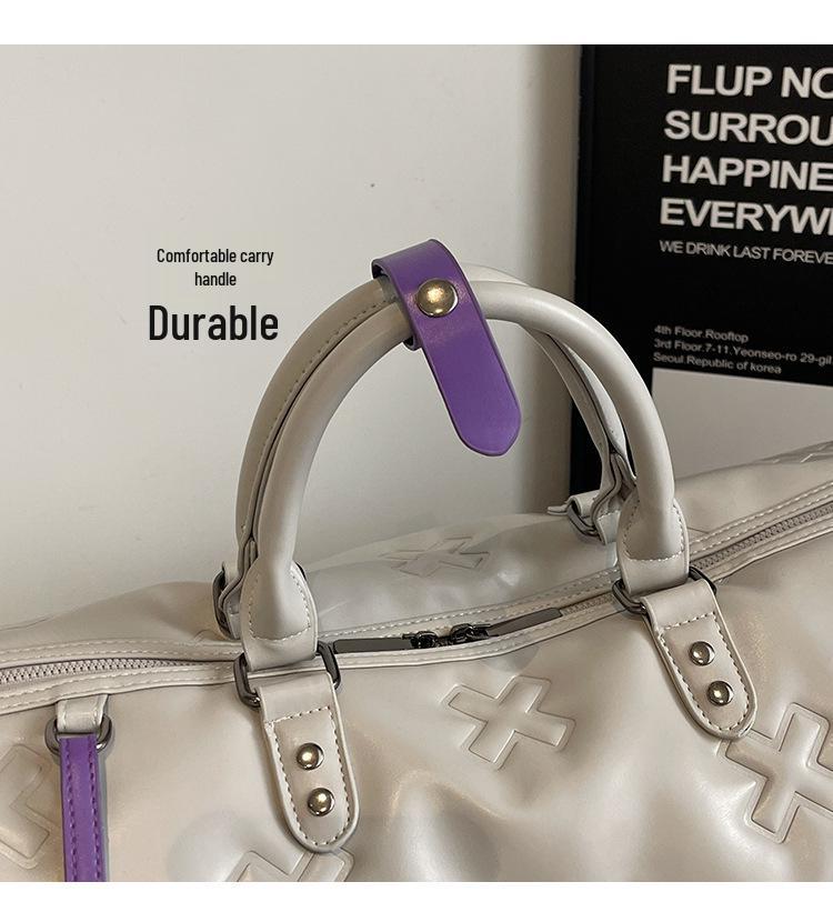 Fashionable PU Embossed Women's Handheld Travel Bag - Large Capacity Carry-on with Wet/Dry Separation for Business and Fitness.