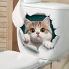 3D Cute Cartoon Cat Breaking Through Wall Toilet Sticker Self-Adhesive Waterproof Removable Bathroom Home Decor Art