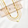 French Chic Layered Stainless Steel Necklace Set for Women, Gold Plated Snake Heart Chain 3-in-1 Tarnish Free Jewelry