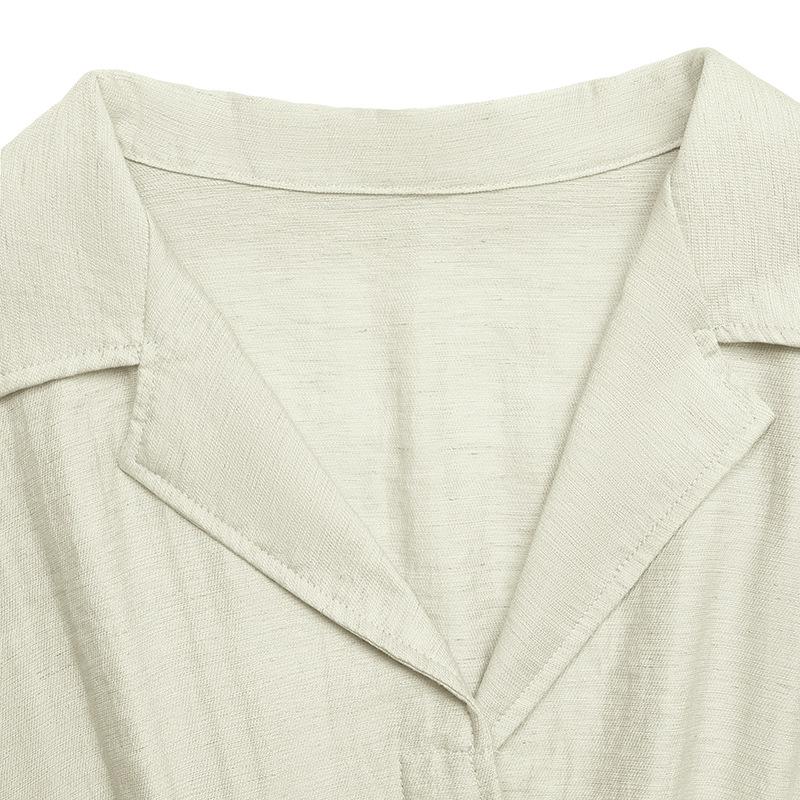 JKASHDK Women's Fashion Summer Spring Solid Color Print Short Sleeve V-Neck High Waist Casual Dresses