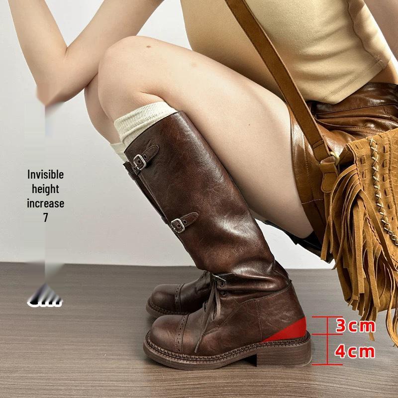 Rapid Delivery: 2025 Women's Retro Hidden Heel Western Motorcycle Boots