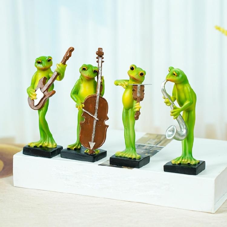 Creative Resins Musician Frogs Statue Figurine for Indoor or Outdoor Decoration Home Office Desktop Shelves Ornament