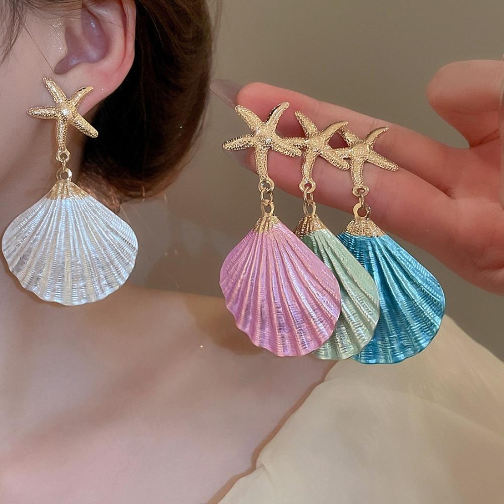 New Bohemia Cute Marine Starfish Shells Dangle Earring for Women Charm Fashion Summer Beach Vacation Jewelry Accessories Gifts