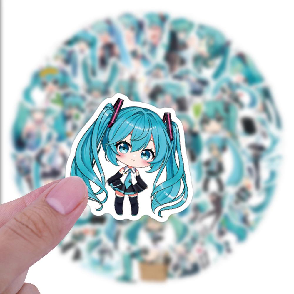 60-Count Hatsune Miku Cartoon Graffiti Stickers for DIY Decoration