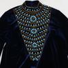 Women's Blue Water Drop Rhinestone Suede Evening Gown Robe