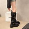Brown retro British style platform boots women's 2025 autumn and winter new long boots high tube height increase and thin knight boots