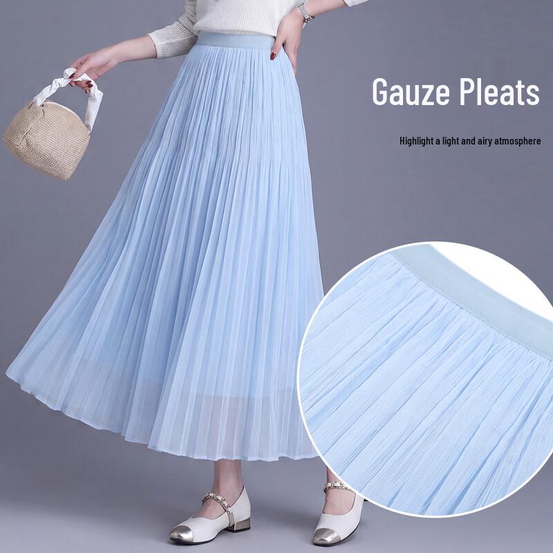 Bailuyu Französischer Chic High-Waist Plissee-Netzrock