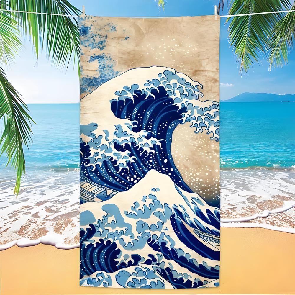 Arte La Grande Onda di Kanagawa Asciugamano Poliestere Asciugamano da Spiaggia Asciugatura Rapida Senza Sabbia Asciugamano da Bagno per Estate Piscina Viaggio Vacanza