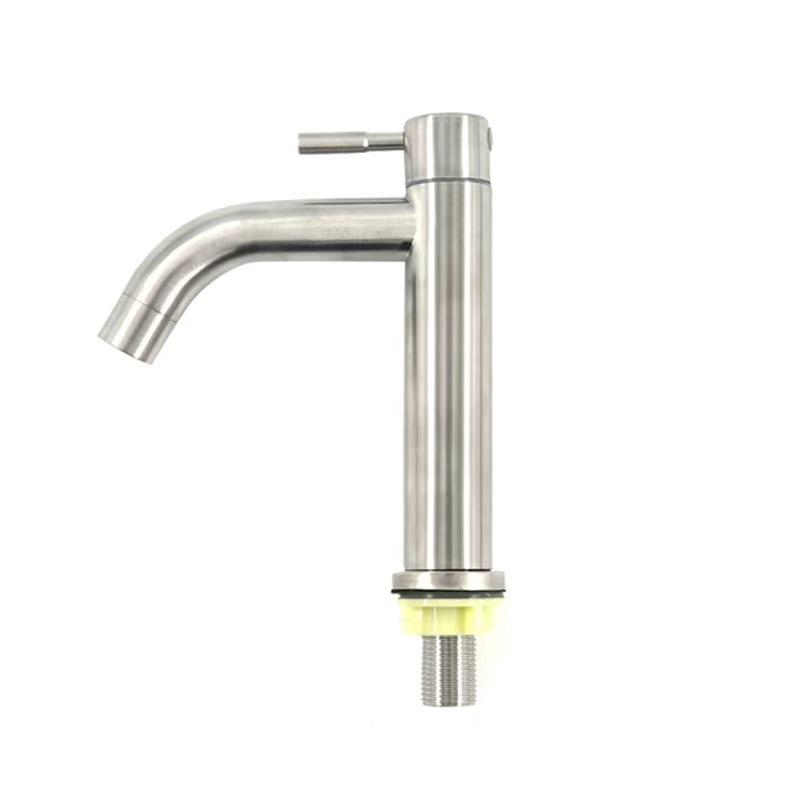 Stainless Steel Quick Open Heighten Single Cold Kitchen Sink Faucet Bathroom Counter Basin Tap(hose not include)