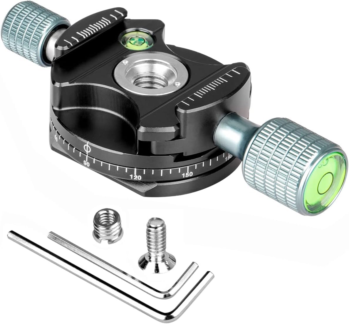 

koolehaoda Mini Panoramic Head with Metal Compatible with Ball Quick Release and Camera Tripods 360° Clamp, RRS/Arca-Swiss Heads, Plates,