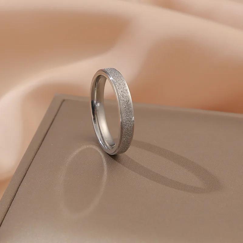 Light Luxury Feeling Titanium Steel Frosted Ring Feminine Temperament Minority Does Not Fade Ring Hand Jewelry Gift Creative